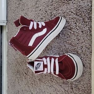 Toddler high top vans size 4 burgundy